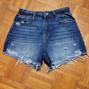 Rewash Super High Rise Dark Blue Distressed Jean Shorts SIZE 5/27